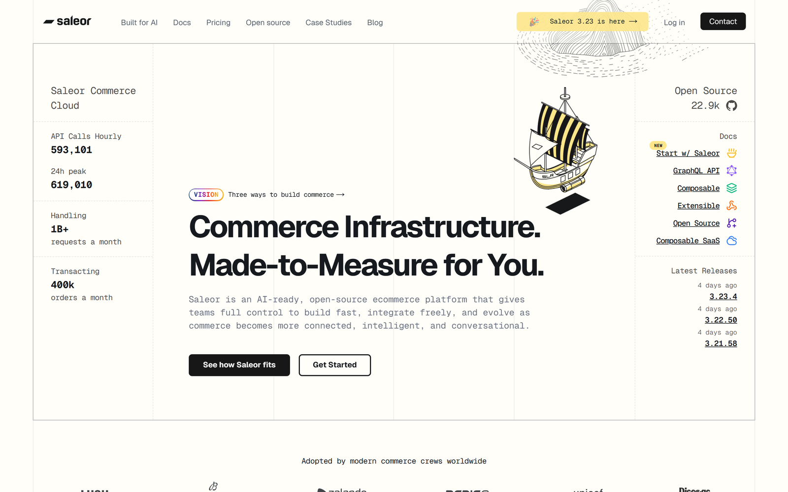 Saleor commerce platform homepage